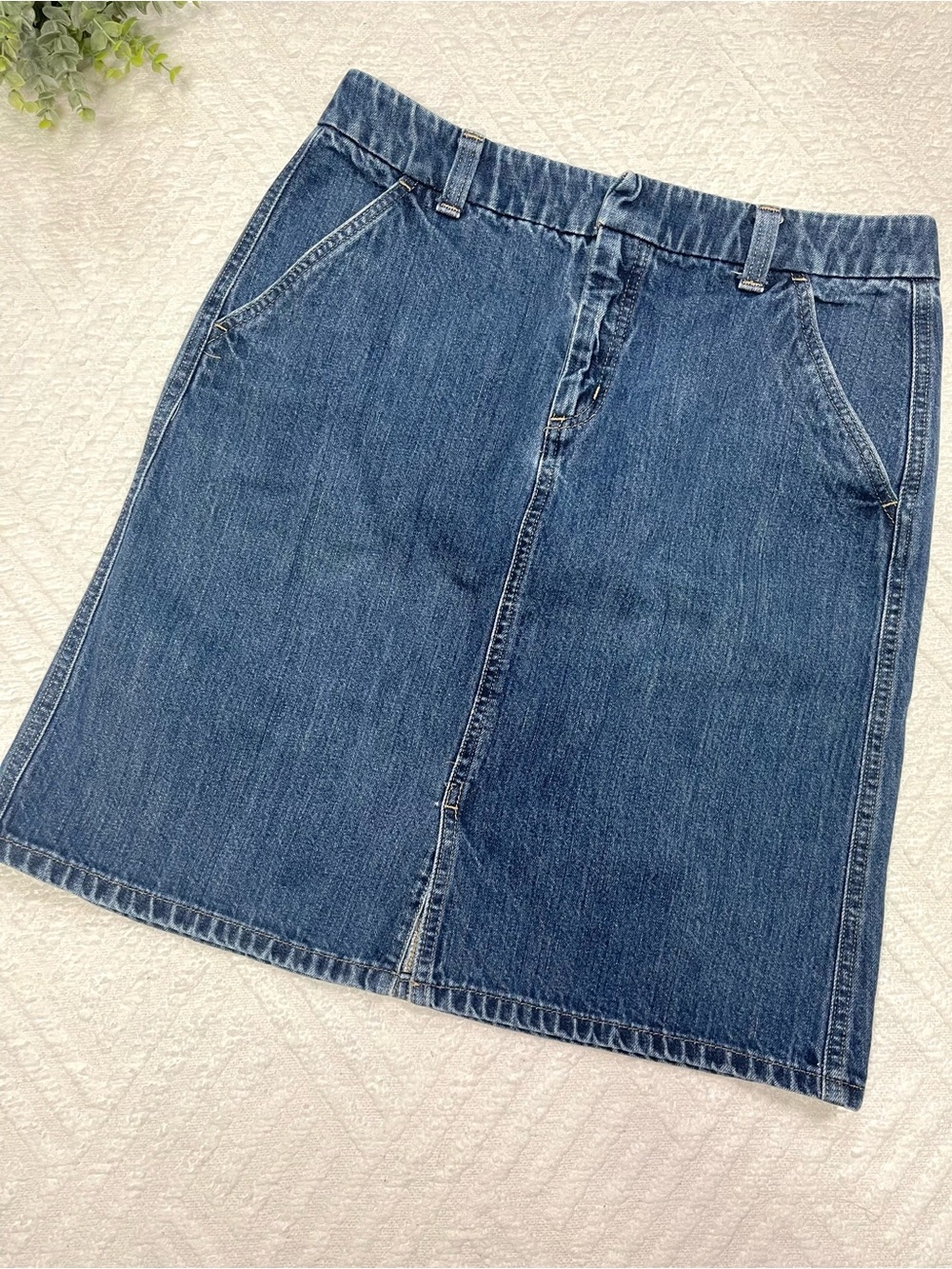 Eddie Bauer Denim Skirt Women's Size 8 Y2K 90s Medium Wash Cotton Jean Skirt